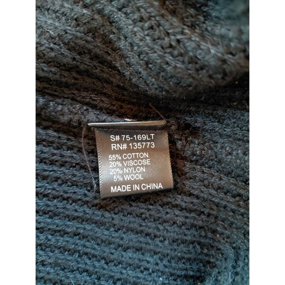 Oliveaceous Womens Ribbed V-Neck Sweater M Black Cotton,Viscose Blend & Wool - Picture 5 of 7